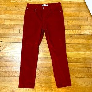 Built-in flex, slim corduroy red pants